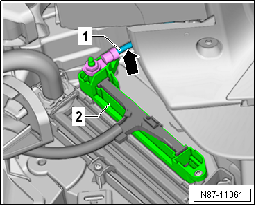 Checking auxiliary air heater element - Z35- with auxiliary air heater control unit - J604-, RHD vehicles