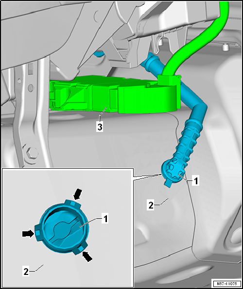 Removing and installing condensation drain (RHD)
