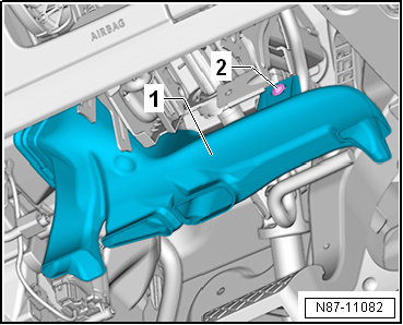 Removing and installing mounting bracket, RHD vehicles
