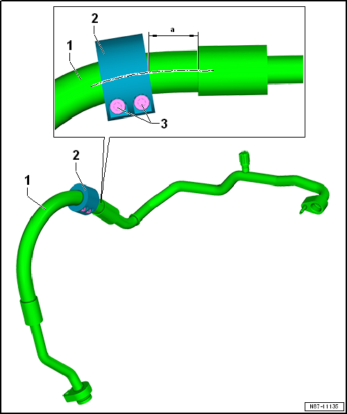 Removing and installing damper weight for refrigerant line, low-pressure side