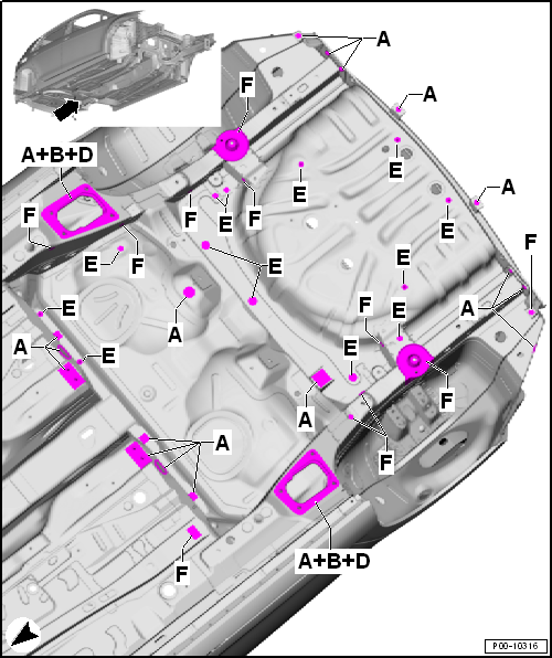 Masking areas, rear body
