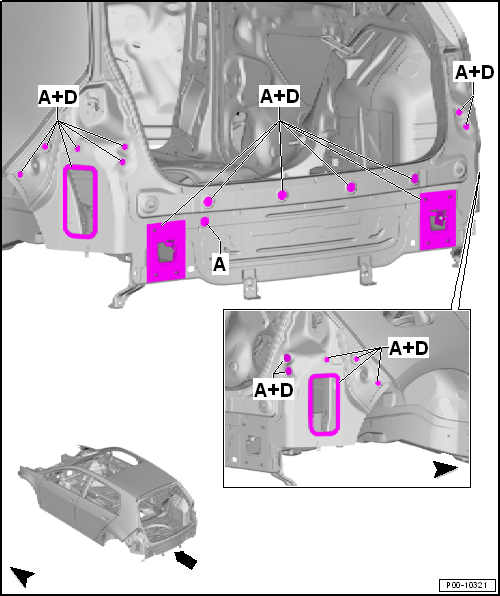Masking areas, rear body