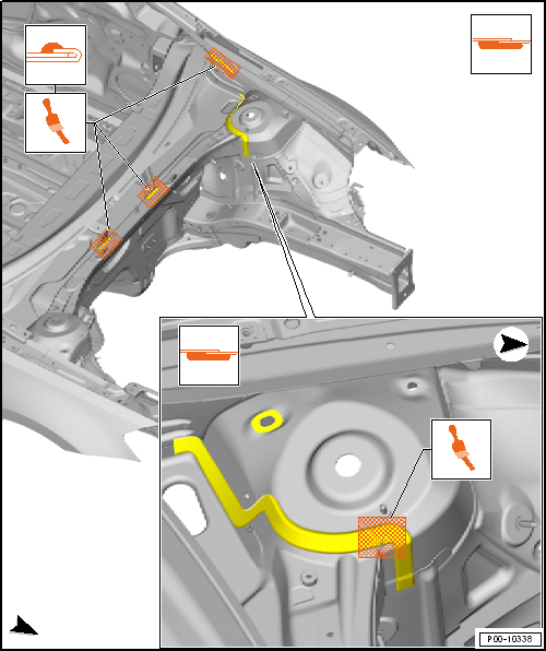 Seam seals, front body