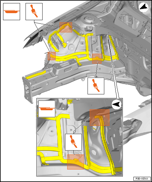 Seam seals, front body