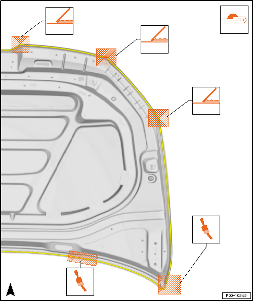 Seam seals, front body