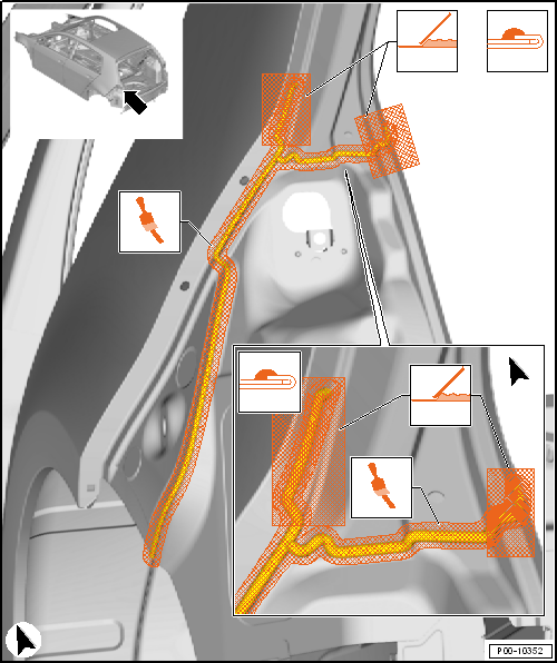 Seam seals, rear body