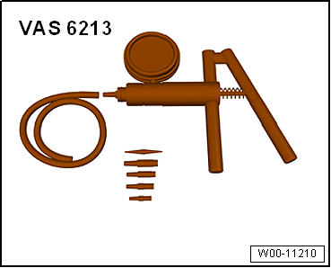 Vacuum generation with manual vacuum pump -VAS 6213-