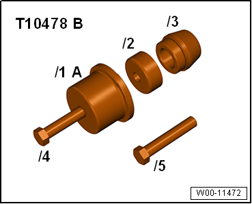 Removing and installing exhaust camshaft oil seal, pulley end, engine codes CPTA, CHPA, CZEA, CZDA