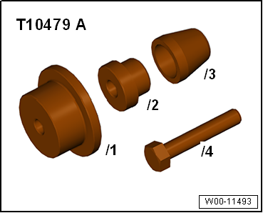 Removing and installing exhaust camshaft oil seal, gearbox end, engine codes CHPA, CMBA, CPVA, CXSA, CZDA, CZCA, CPVB