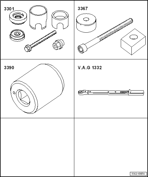 Renewing bonded rubber bush for wheel bearing housing, four-wheel drive