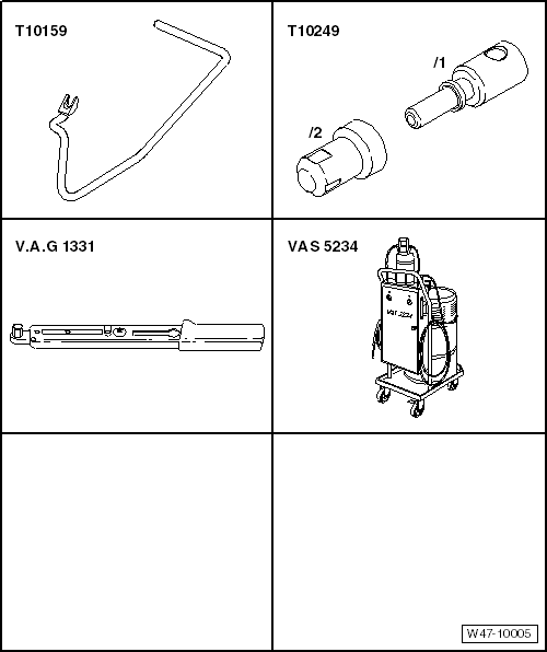 Removing and installing brake servo, RHD vehicles with diesel engine