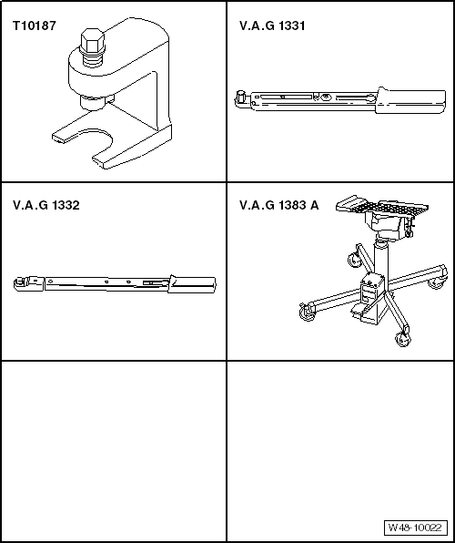Removing and installing steering rack, LHD vehicles, except for e-Golf
